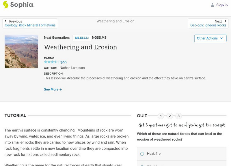 Sophia: Weathering and Erosion Handout Sophia: Weathering and Erosion Handout