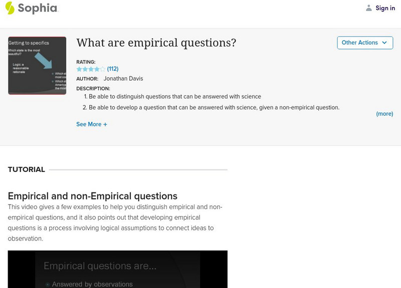 Sophia: What Are Empirical Questions? Instructional Video