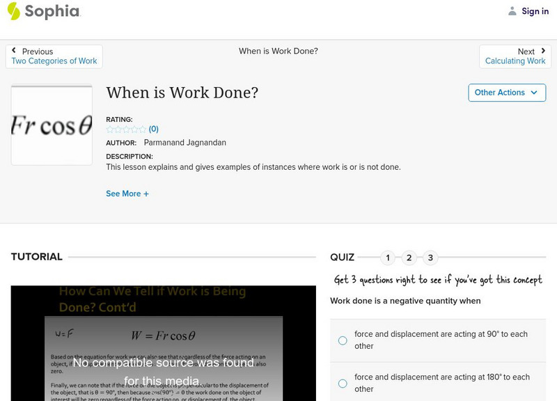 Sophia: When Is Work Done? Unit Plan
