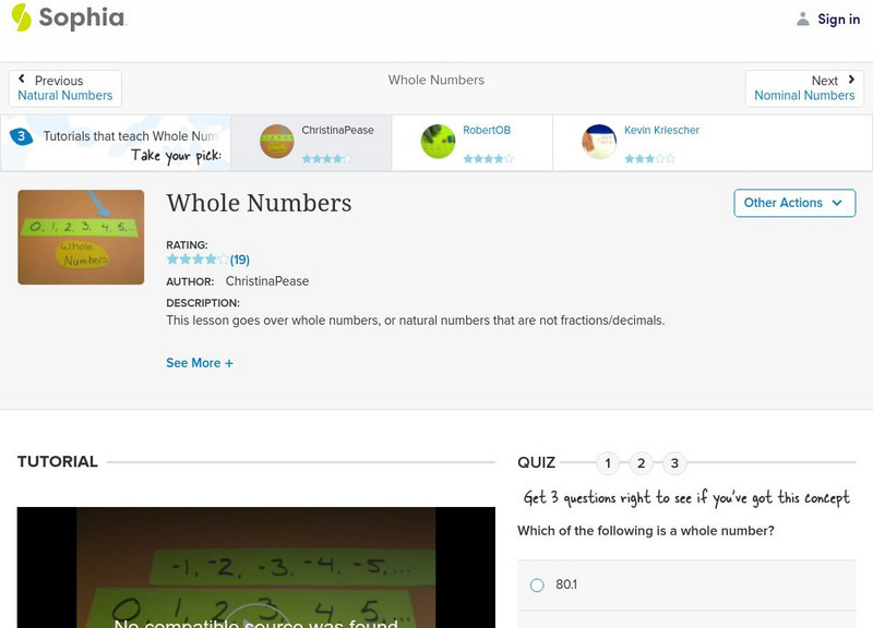 Sophia: Whole Numbers Instructional Video Sophia: Whole Numbers Instructional Video