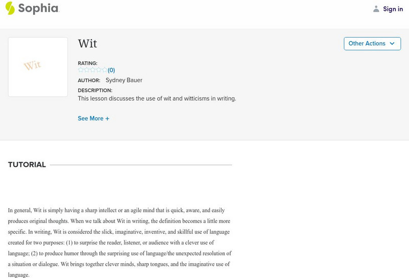 Sophia: Wit Instructional Video Sophia: Wit Instructional Video