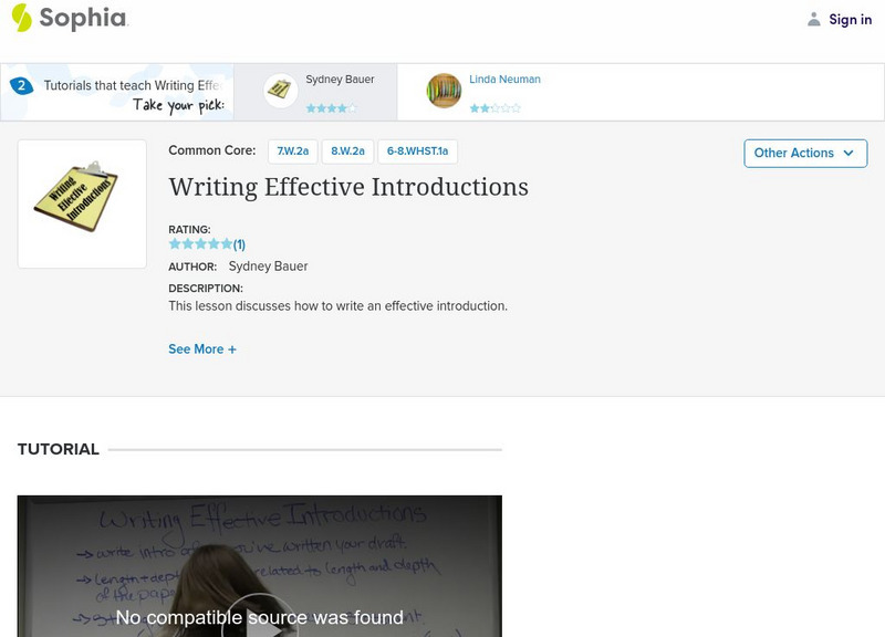 Sophia: Writing Effective Introductions Instructional Video Sophia: Writing Effective Introductions Instructional Video
