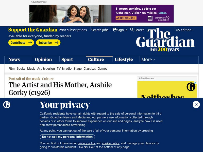 Guardian: The Artist and His Mother, Arshile Gorky (C 1926) Website