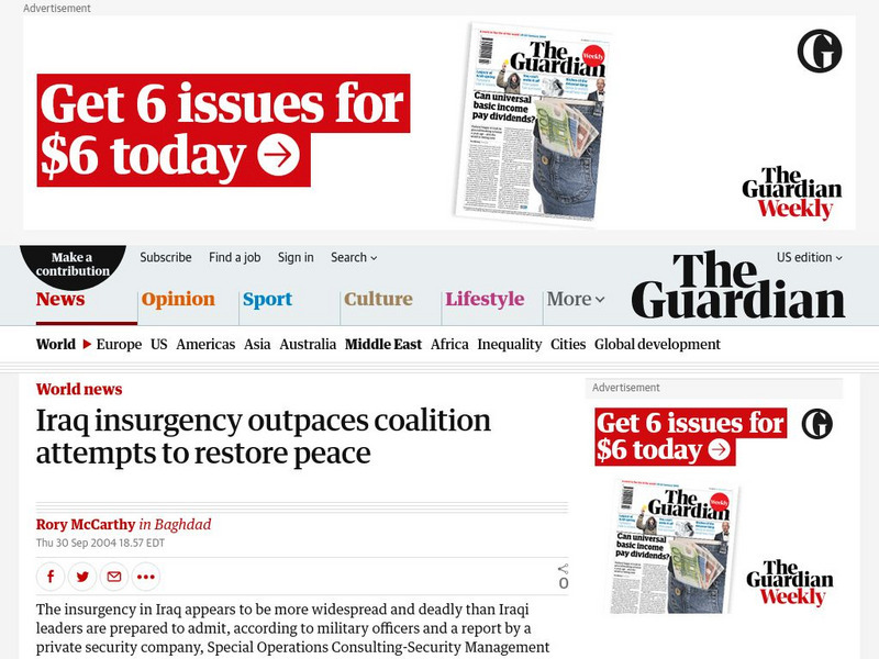 Guardian: Iraq Insurgency Outpaced Attempts for Peace Article Guardian: Iraq Insurgency Outpaced Attempts for Peace Article
