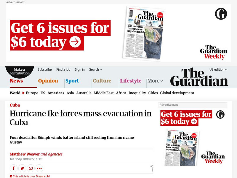 Guardian: Hurricane Ike Forces Mass Evacuation in Cuba Article