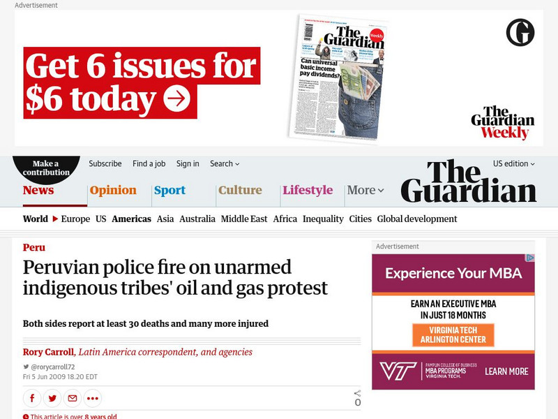 Guardian: Amazon Tribes Clash With Police Article Guardian: Amazon Tribes Clash With Police Article