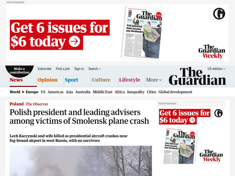 Guardian: Polish President and Leading Advisers Victims of Smolensk Plane Crash Article Guardian: Polish President and Leading Advisers Victims of Smolensk Plane Crash Article