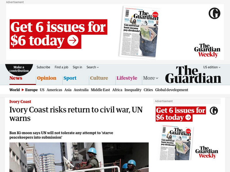 Guardian: Ivory Coast Risks Return to Civil War Article