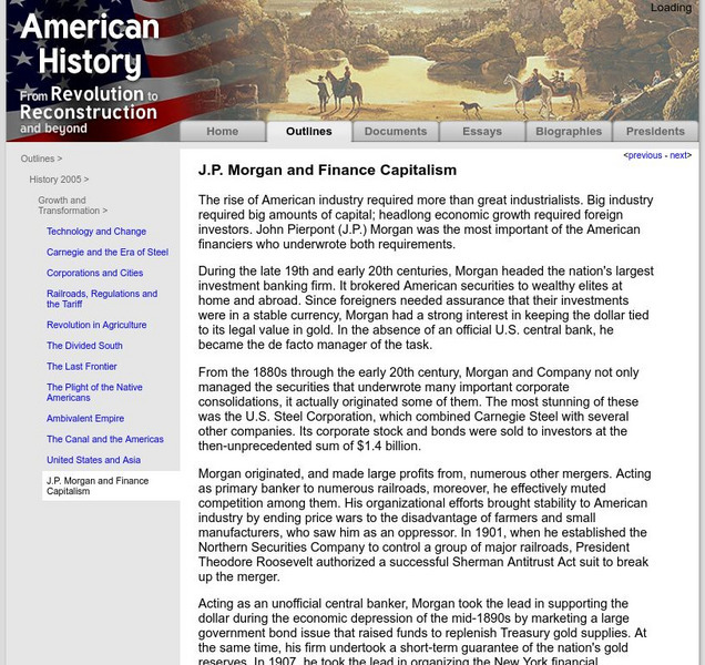 American History: Outlines: j.p. Morgan and Finance Capitalism Website American History: Outlines: j.p. Morgan and Finance Capitalism Website