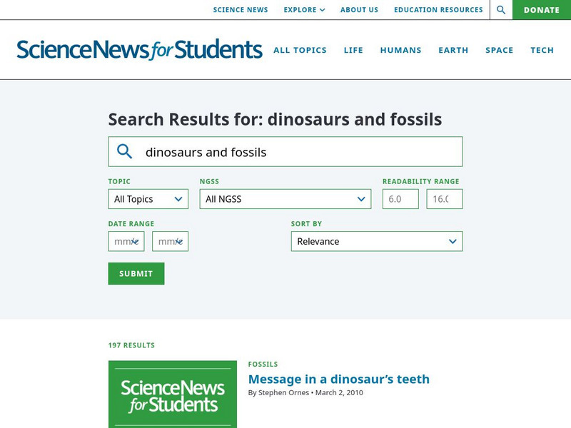 Science News for Students: Dinosaurs and Fossils Website Science News for Students: Dinosaurs and Fossils Website