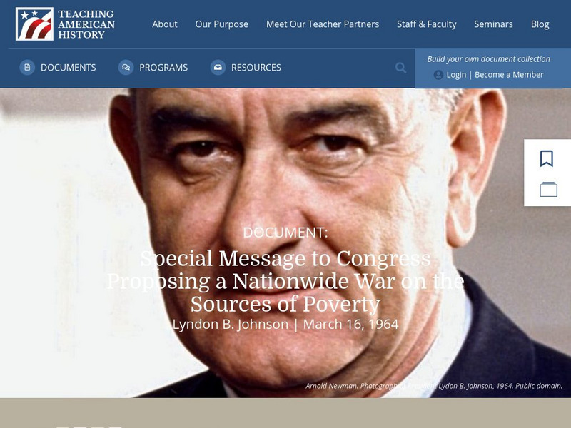 Teaching American History: Nationwide War on the Sources of Poverty Website Teaching American History: Nationwide War on the Sources of Poverty Website