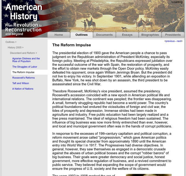 American History: Outlines: The Reform Impulse Website American History: Outlines: The Reform Impulse Website