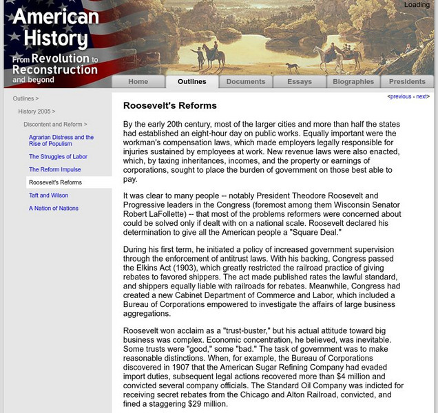 American History: Outlines: Roosevelt's Reforms Website American History: Outlines: Roosevelt's Reforms Website