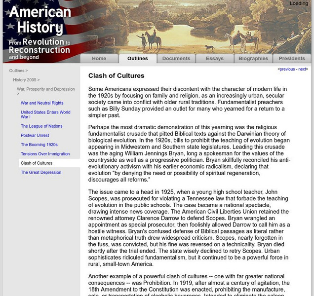 American History: Outlines: Clash of Cultures Website