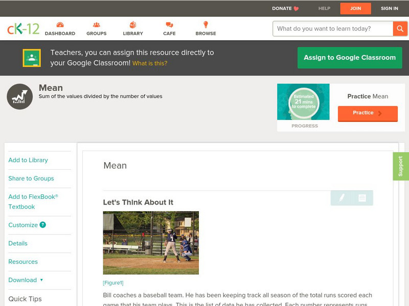 Ck 12: Statistics: Mean Grades 9 10 Unit Plan Ck 12: Statistics: Mean Grades 9 10 Unit Plan