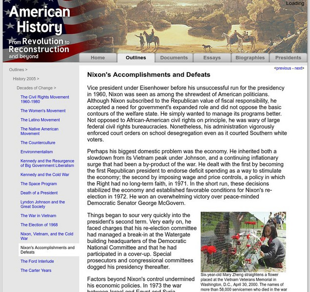 American History: Outlines: Nixon's Accomplishments and Defeats Website American History: Outlines: Nixon's Accomplishments and Defeats Website