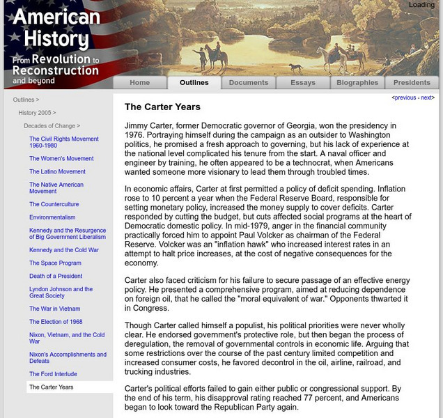 American History: Outlines: The Carter Years Website American History: Outlines: The Carter Years Website