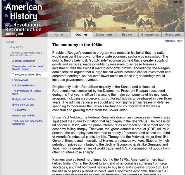 American History: Outlines: The Economy in the 1980s Website American History: Outlines: The Economy in the 1980s Website