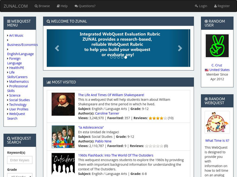 Zunal: Zunal Web Quest Maker Website
