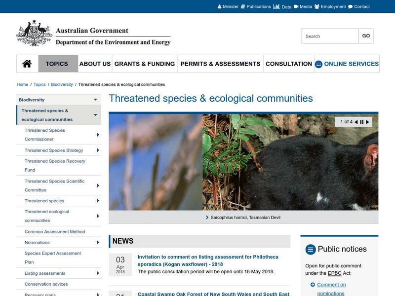 Australian Government: Threatened Species and Ecological Communities Website Australian Government: Threatened Species and Ecological Communities Website
