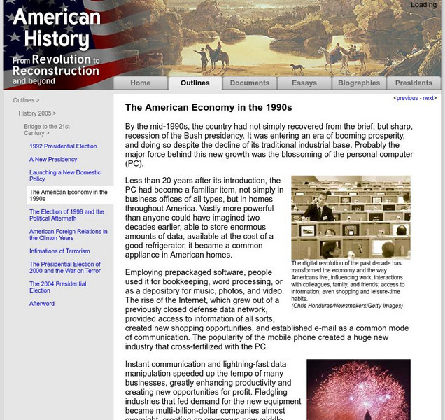 American History: Outlines: The American Economy in the 1990s Website