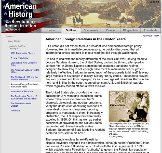 American History: Outlines: American Foreign Relations in the Clinton Years Website
