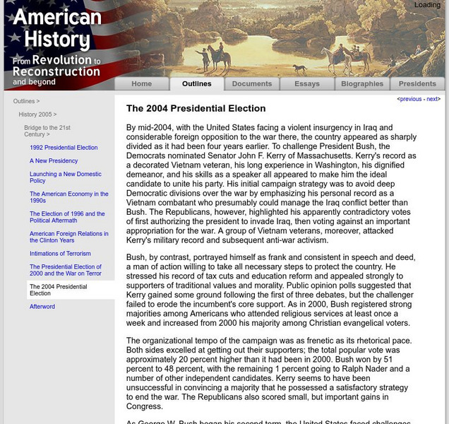American History: Outlines: The 2004 Presidential Election Website American History: Outlines: The 2004 Presidential Election Website