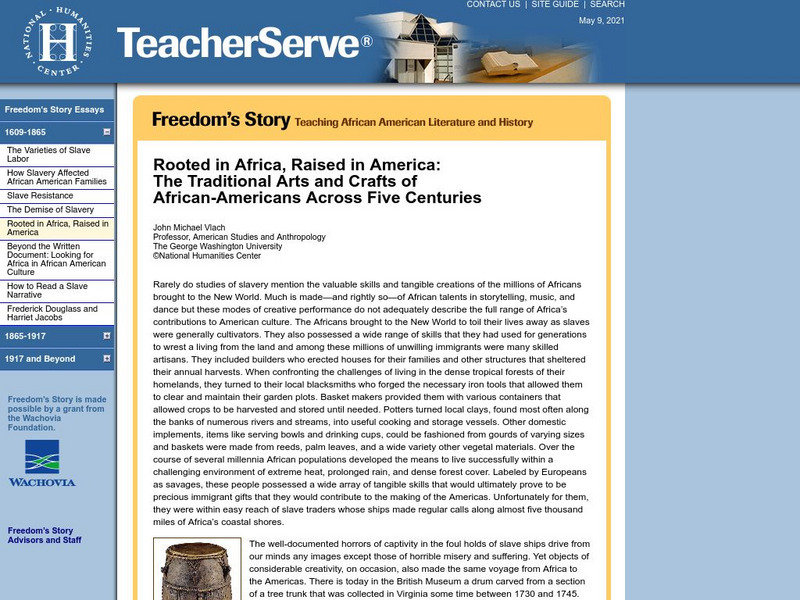 National Humanities Center: Teacher Serve: The Traditional Arts and Crafts of African Americans Across Five Centuries Article National Humanities Center: Teacher Serve: The Traditional Arts and Crafts of African Americans Across Five Centuries Article