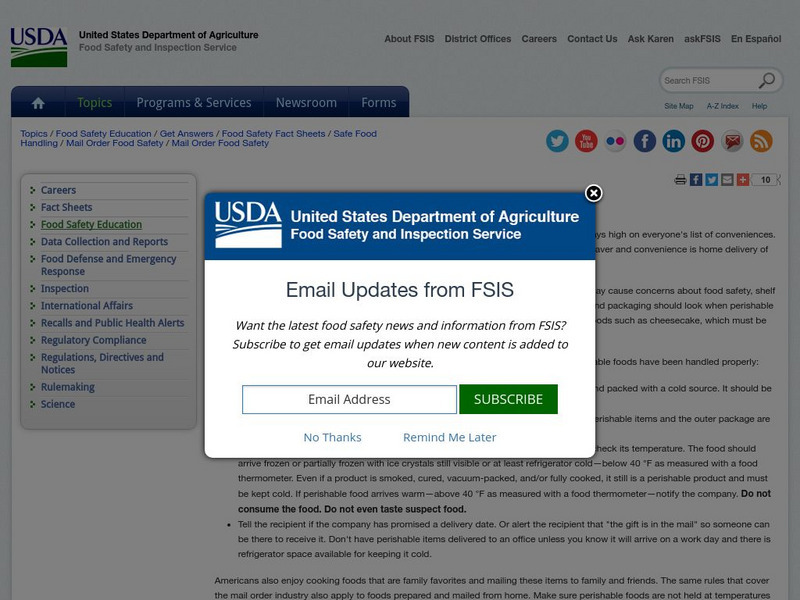 Fsis: Mail Order Food Safety Website Fsis: Mail Order Food Safety Website
