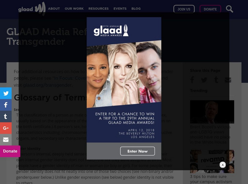 Glaad: Media Reference: Transgender Glossary of Terms Handout