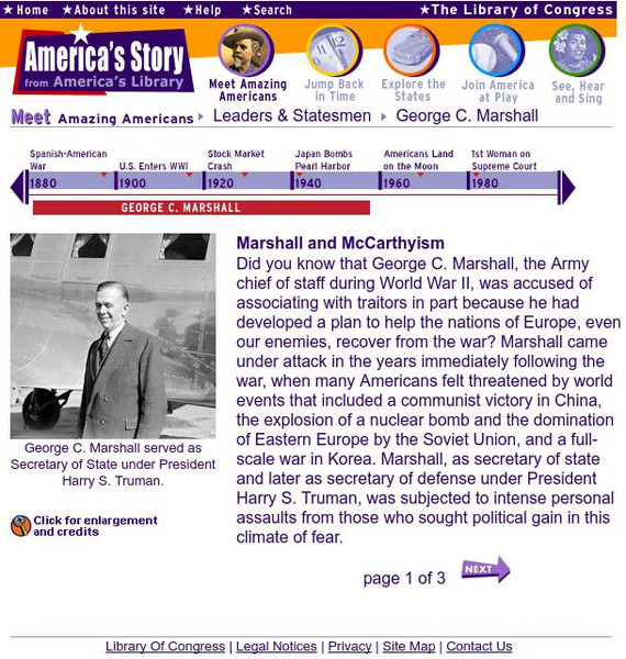 Loc: America's Story: Marshall and Mc Carthyism Website Loc: America's Story: Marshall and Mc Carthyism Website