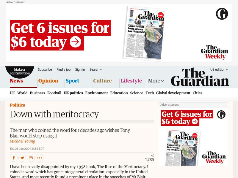 Guardian: Down With Meritocracy Article Guardian: Down With Meritocracy Article