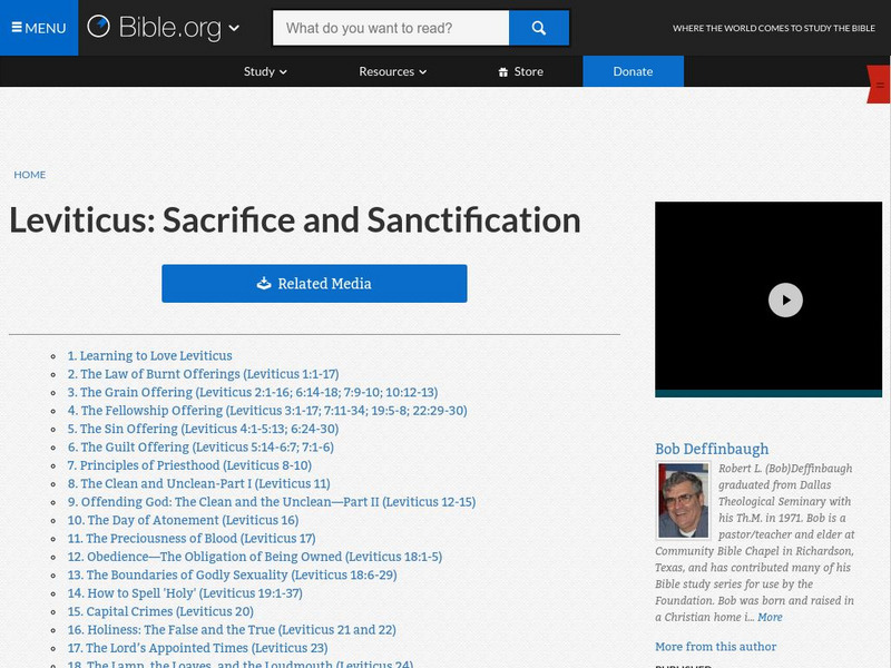 Bible.org: Leviticus: Sacrifice and Sanctification Website Bible.org: Leviticus: Sacrifice and Sanctification Website