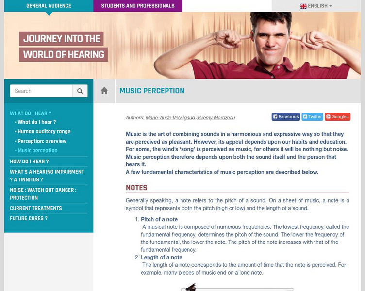 Journey Into the World of Hearing: Music Perception Instructional Video