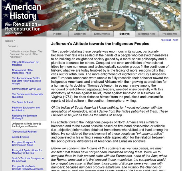 American History: Essays: Jefferson's Attitude Toward the Indigenous Peoples eBook