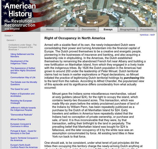 American History: Essays: Right of Occupancy in North America eBook American History: Essays: Right of Occupancy in North America eBook