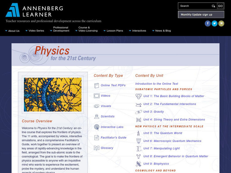 Annenberg Learner: Physics for the 21st Century Unit Plan Annenberg Learner: Physics for the 21st Century Unit Plan