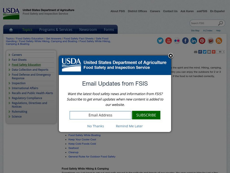Usda: Safe Food Handling: Food Safety While Hiking, Camping & Boating Website Usda: Safe Food Handling: Food Safety While Hiking, Camping & Boating Website