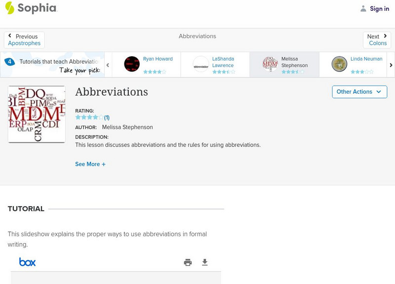 Sophia: Abbreviations PPT Sophia: Abbreviations PPT