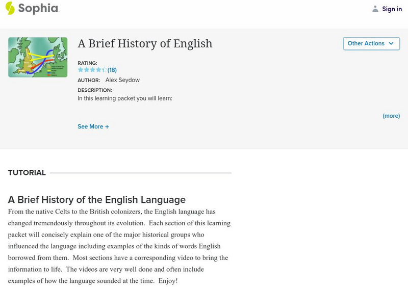 Sophia: A Brief History of English Unit Plan Sophia: A Brief History of English Unit Plan