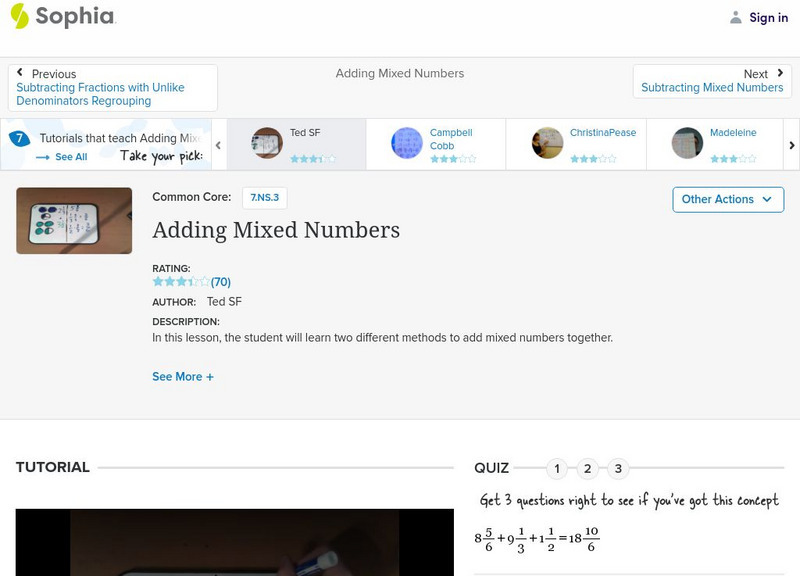Sophia: Adding Mixed Numbers PPT Sophia: Adding Mixed Numbers PPT