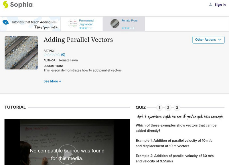 Sophia: Adding Parallel Vectors Instructional Video Sophia: Adding Parallel Vectors Instructional Video