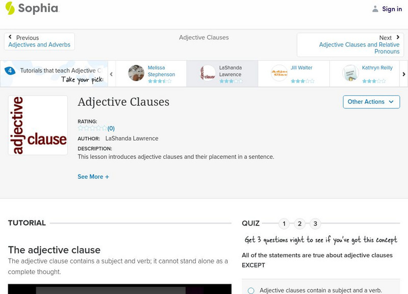 Sophia: Adjective Clauses Instructional Video