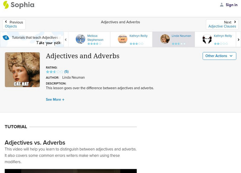 Sophia: Adjectives and Adverbs Instructional Video Sophia: Adjectives and Adverbs Instructional Video
