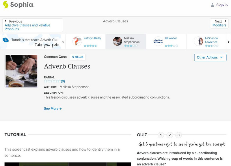 Sophia: Adverb Clauses Unit Plan Sophia: Adverb Clauses Unit Plan