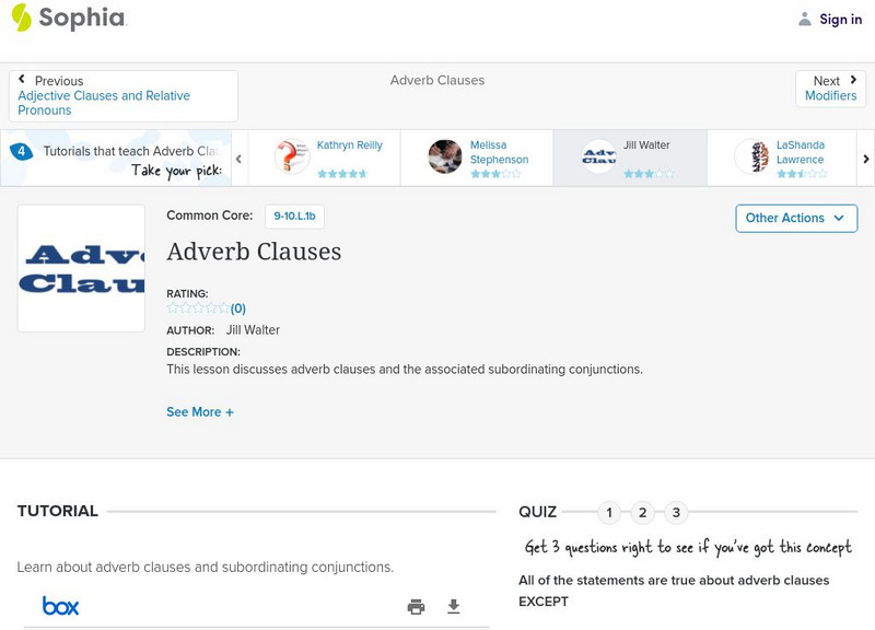 Sophia: Adverb Clauses Unit Plan Sophia: Adverb Clauses Unit Plan