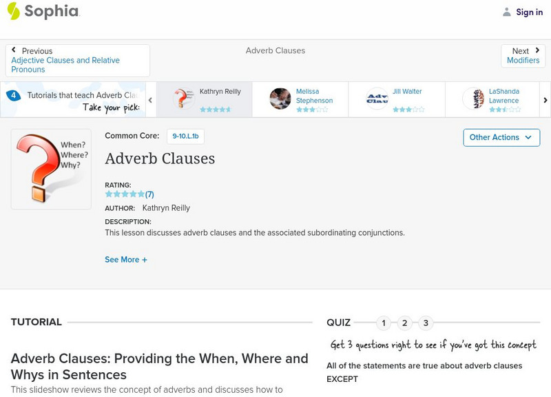 Sophia: Adverb Clauses PPT Sophia: Adverb Clauses PPT