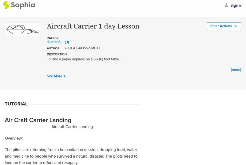 Sophia: Engineering: Aircraft Carrier 1 Day Lesson Unit Plan Sophia: Engineering: Aircraft Carrier 1 Day Lesson Unit Plan