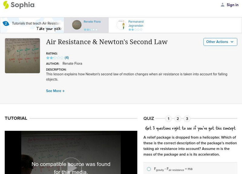Sophia: Air Resistance & Newton's Second Law Instructional Video