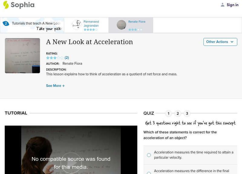 Sophia: A New Look at Acceleration Instructional Video Sophia: A New Look at Acceleration Instructional Video